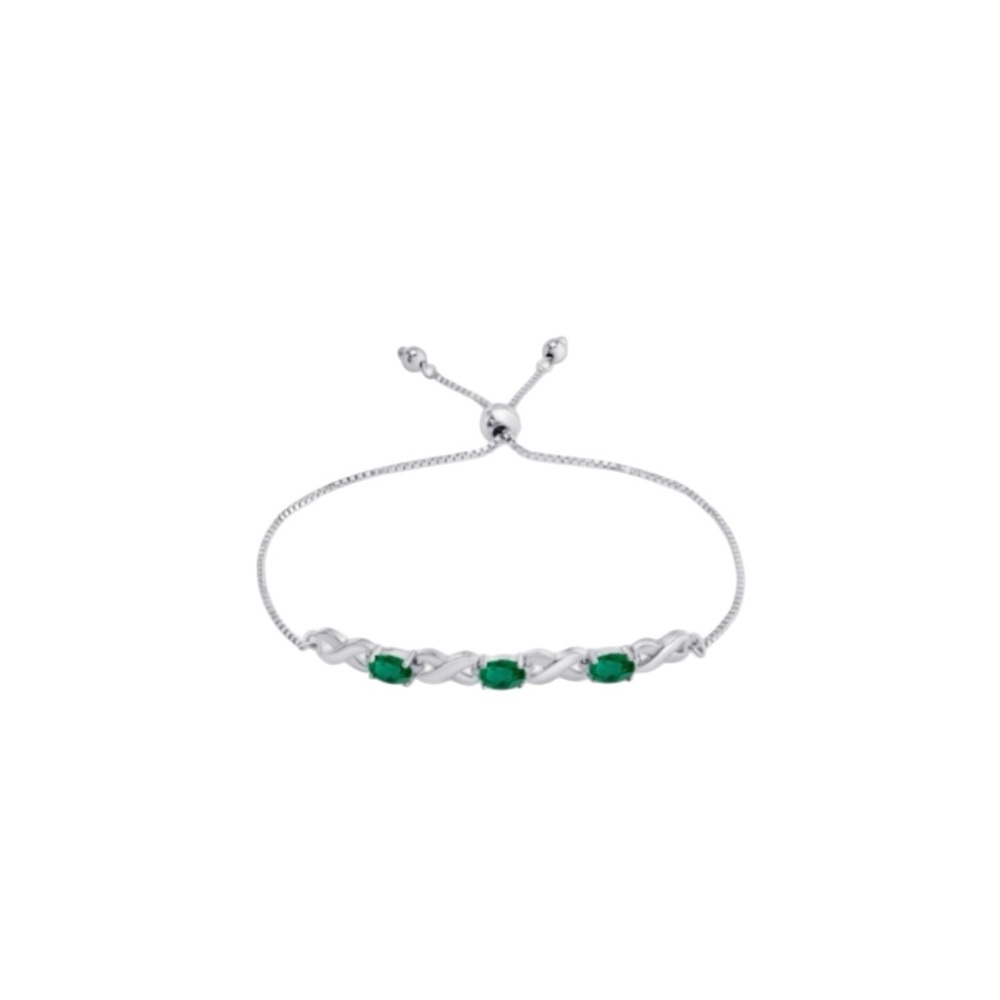 Sterling  Silver and Green Quartz Bolo Bracelet